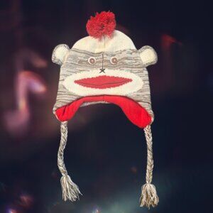 ABG Accessories Sock Monkey Earflap Hat – Fleece Lined Knit Winter Beanie